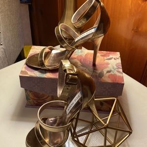 “Steve Madden “ - Gold Metallic Ankle  Strap Dress Sandals